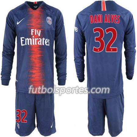Camisetas Paris Saint Germain Dani Alves 32 Niño Primera Equipacion 2018/2019 Manga Larga